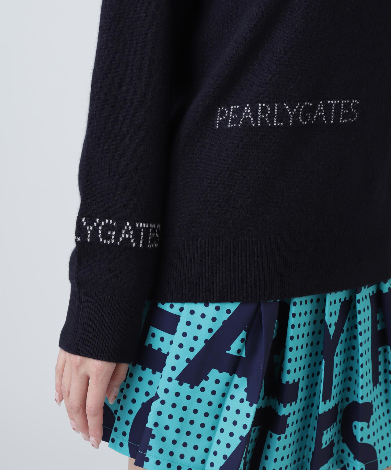 12G部分ジャガードカシミヤ100クルーネックニットプルオーバー