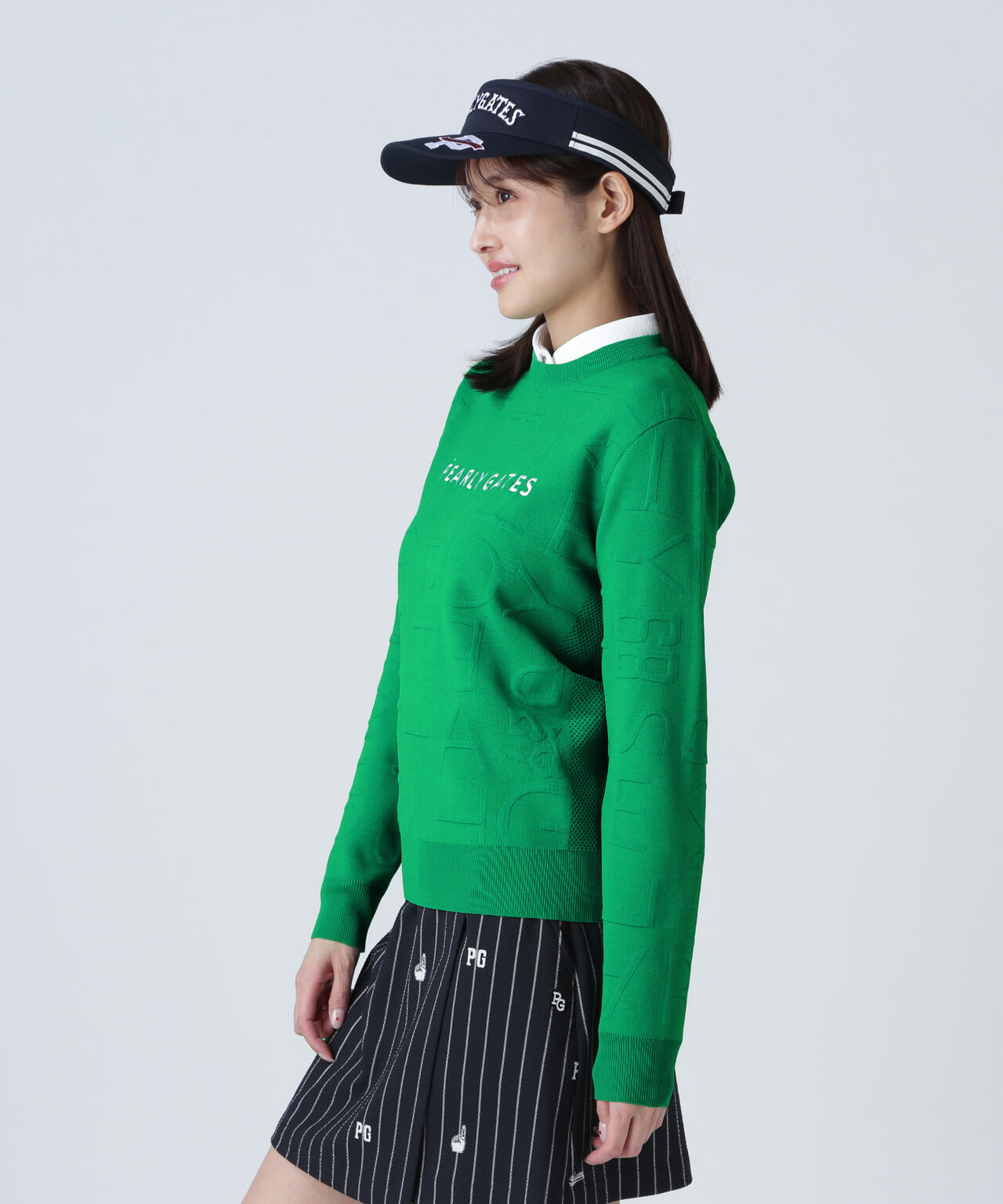 14Gクルーネックニットプルオーバー ＜ジャガードロゴ総柄＞ | PEARLY