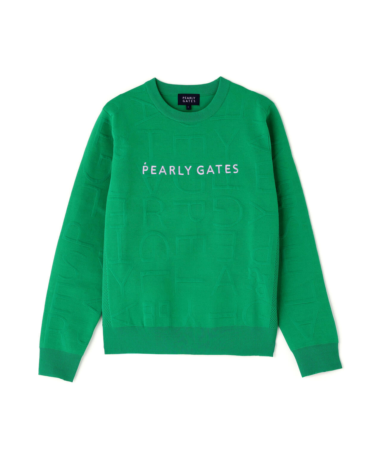 14Gクルーネックニットプルオーバー ＜ジャガードロゴ総柄＞ | PEARLY