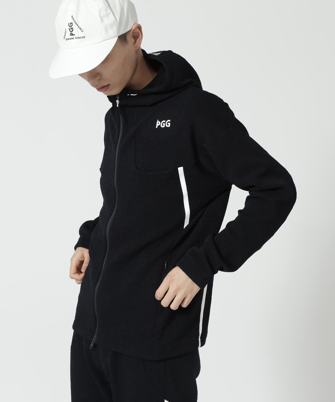 PGG】【直営店舗&公式オンライン限定】ストレッチデニットフルジップ