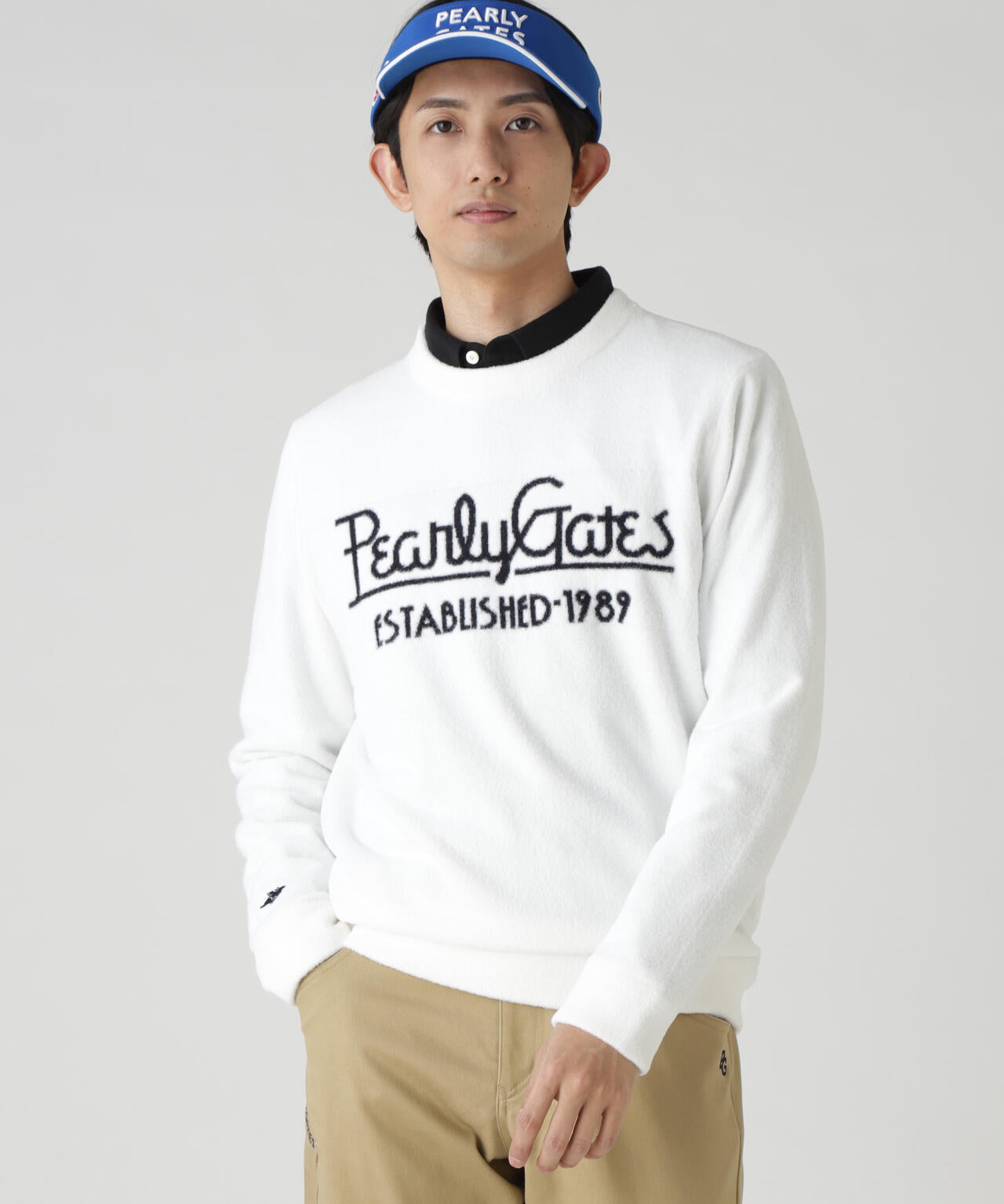 新品タグつき パーリーゲイツ クルーネックニット サイズL 裏付き