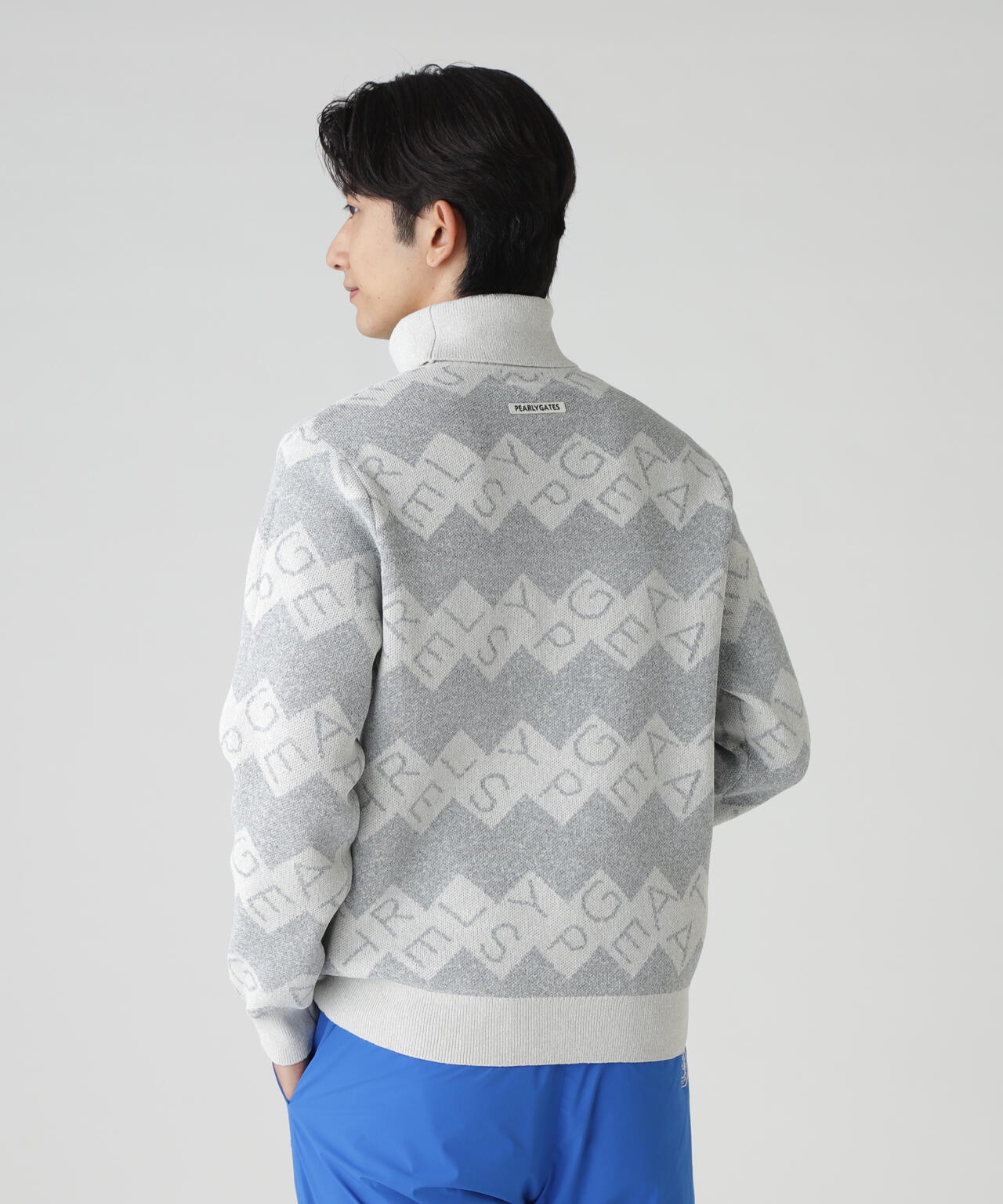 ダブルJQロゴギザボーダー柄タートルニットプルオーバー | PEARLY