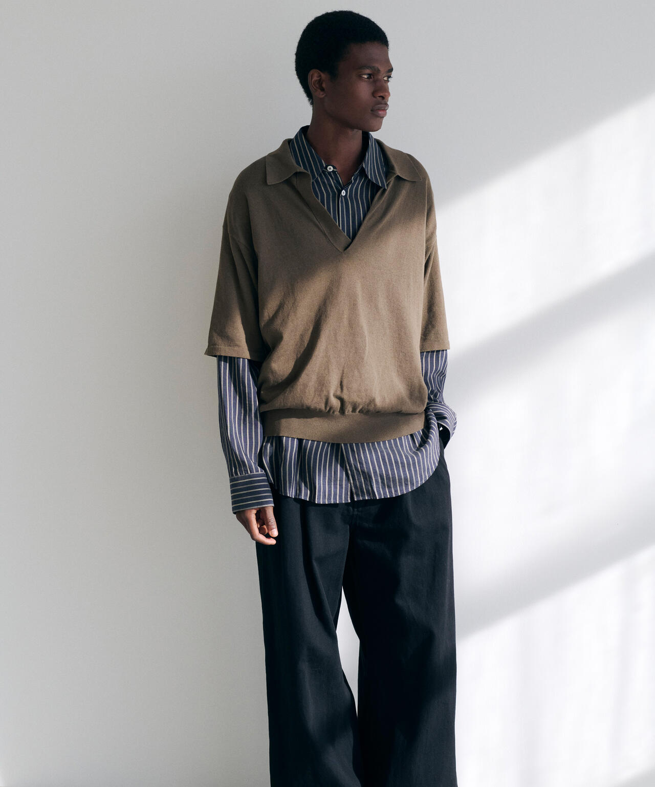 STUDIO NICHOLSON / LYOCELL SILK STRIPE BOXY OVERSIZED SHIRT | THE