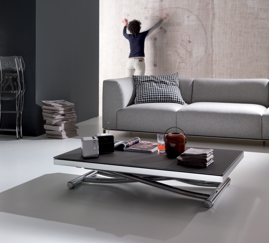 OZZIOITALIA 伸長式 テーブル T-113 黒｜ガラス板｜発送3月予定