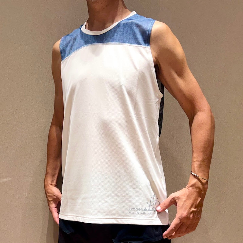 MMA×RYOGEN Sleeve-less（Unisex / Denim×Check×White）MMA – MONKEY