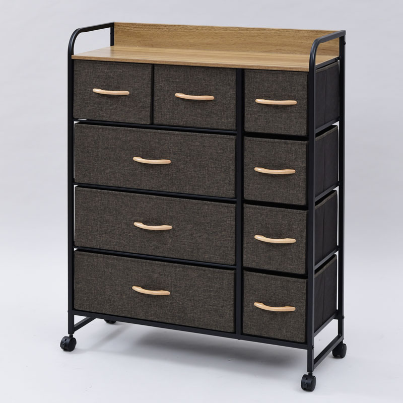 ファブリックチェストワイド 4段 ブラウン ｜ ミスターマックス