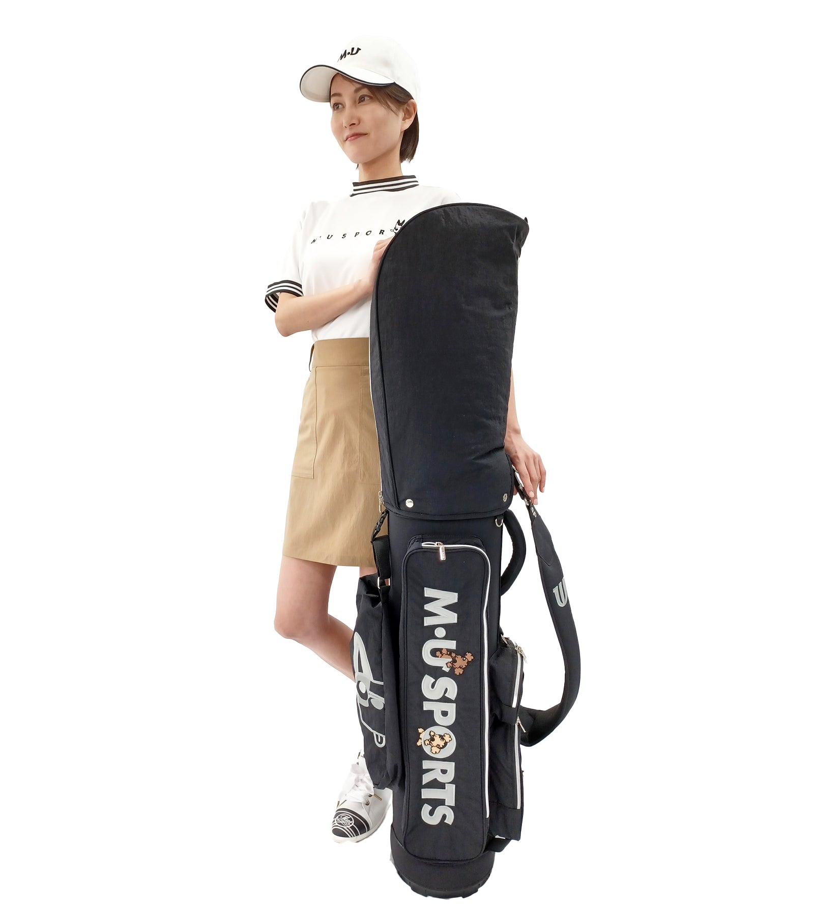 軽量変顔キャラクター刺繍レギュラーソールキャディーバッグ – M・U