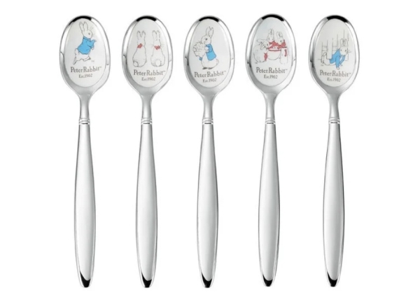 ピーターラビット】＜皿中七宝＞スプーン(銀仕上)5本セット - 日本製