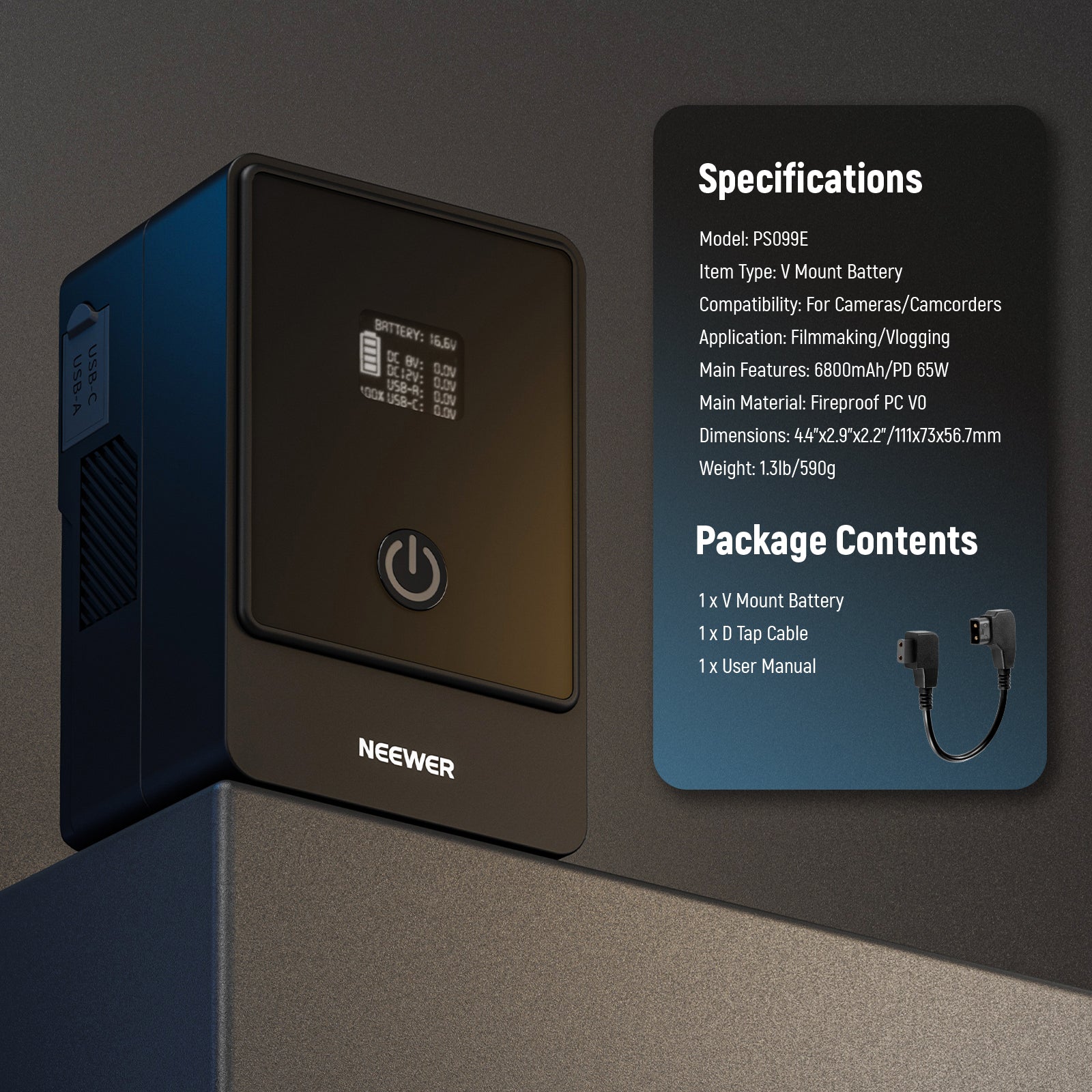 NEEWER PS099E 6800mAh 14.5V Mini V Mount Battery