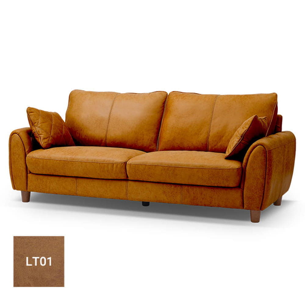 レザーテックス】 3人掛けソファ ヘンリー (『アニリン』 キャメル)(3