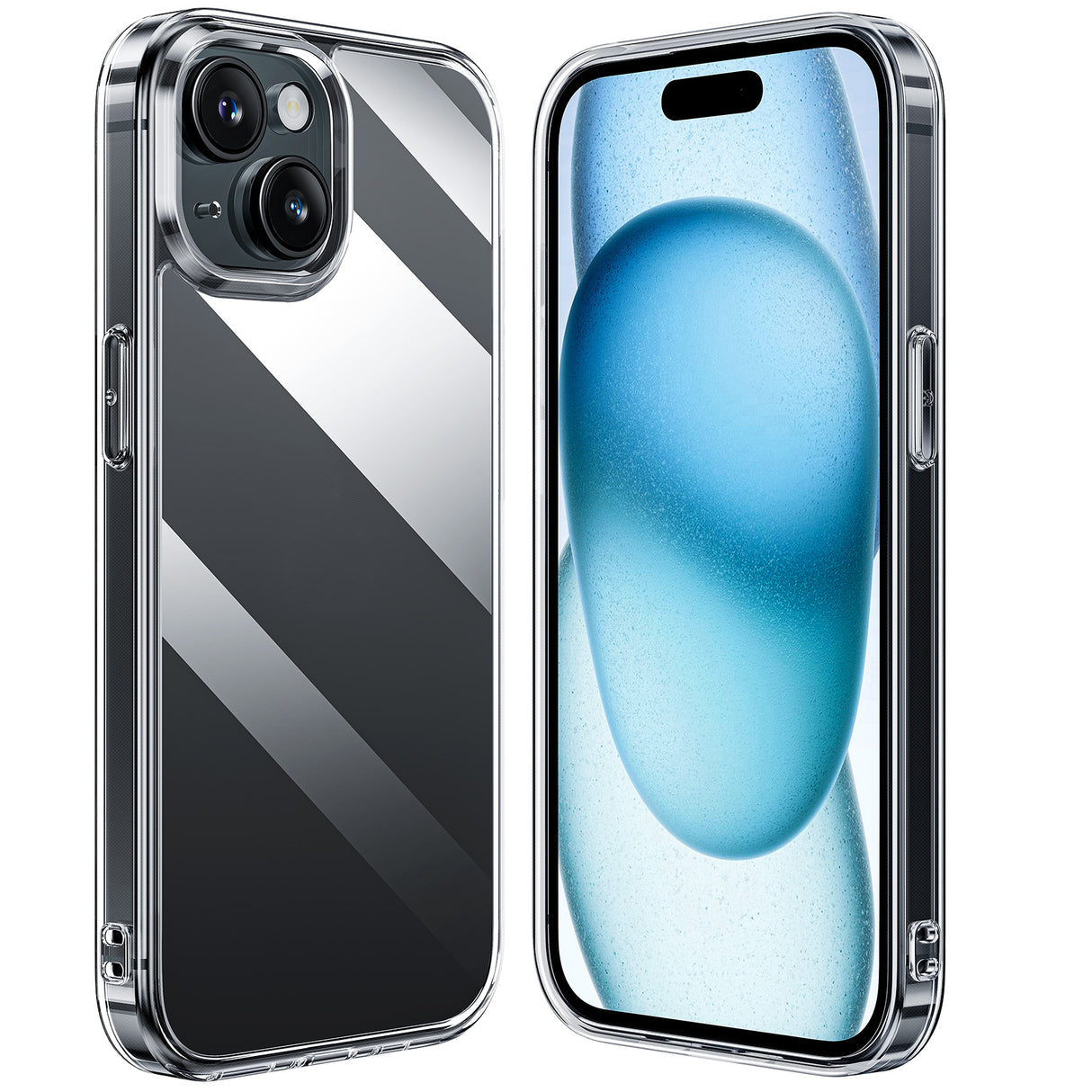 NIMASO iPhone 15/15 Pro ケース 背面強化ガラス クリア ワイヤレス