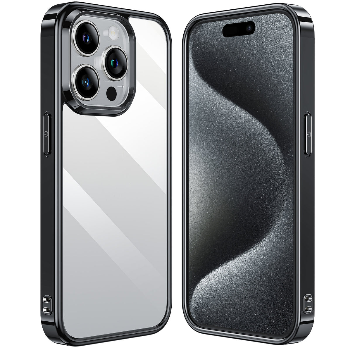 NIMASO iPhone 15/15 Pro ケース 背面強化ガラス クリア ワイヤレス