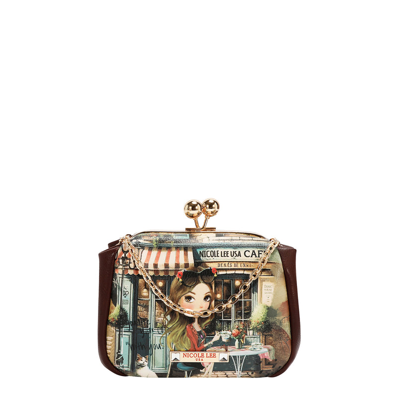Kiss Lock Crossbody Mini Bag with Embellishments and Includes