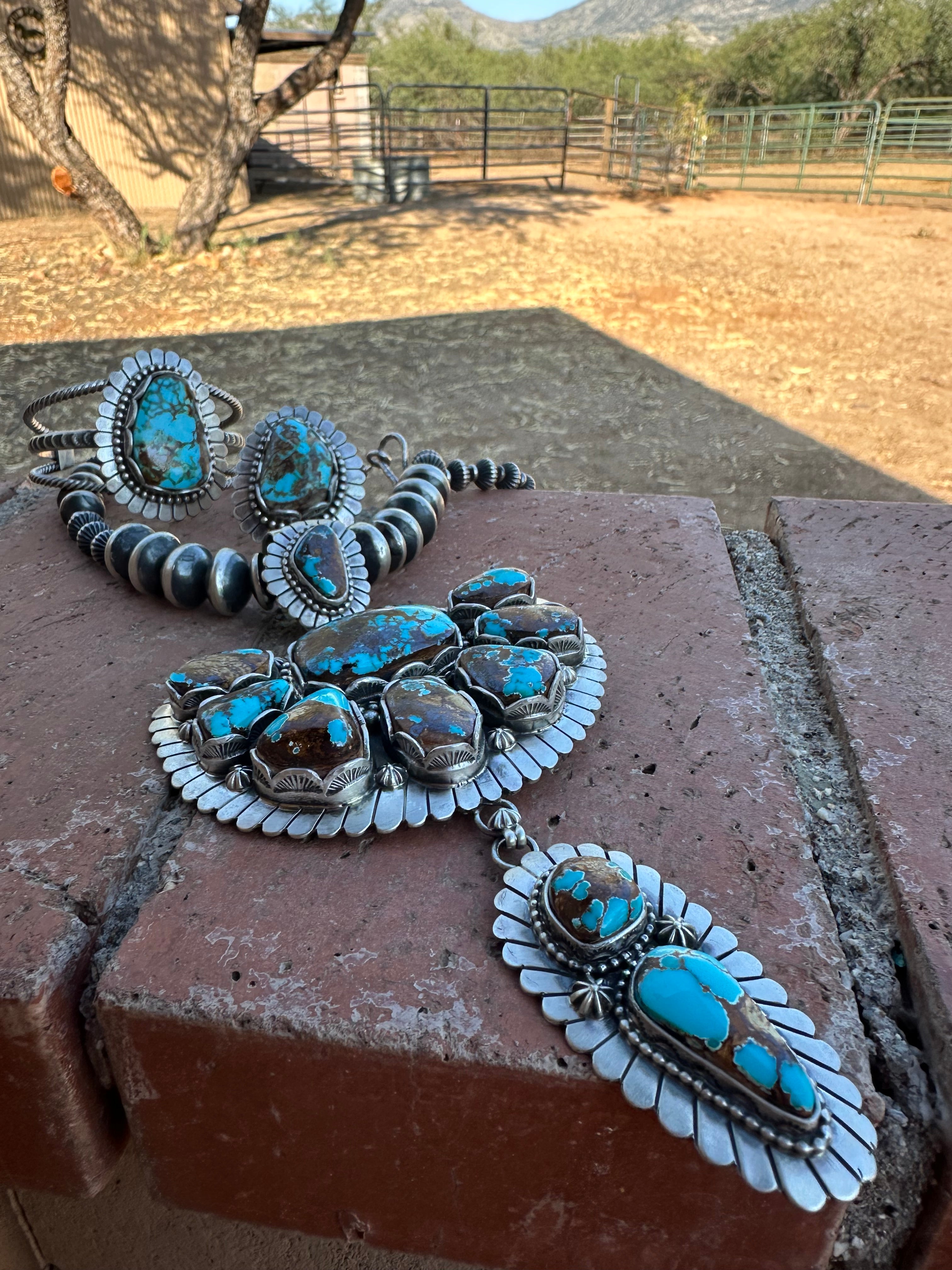 Charles Johnson Navajo Number 8 Turquoise & Sterling Silver Necklace,