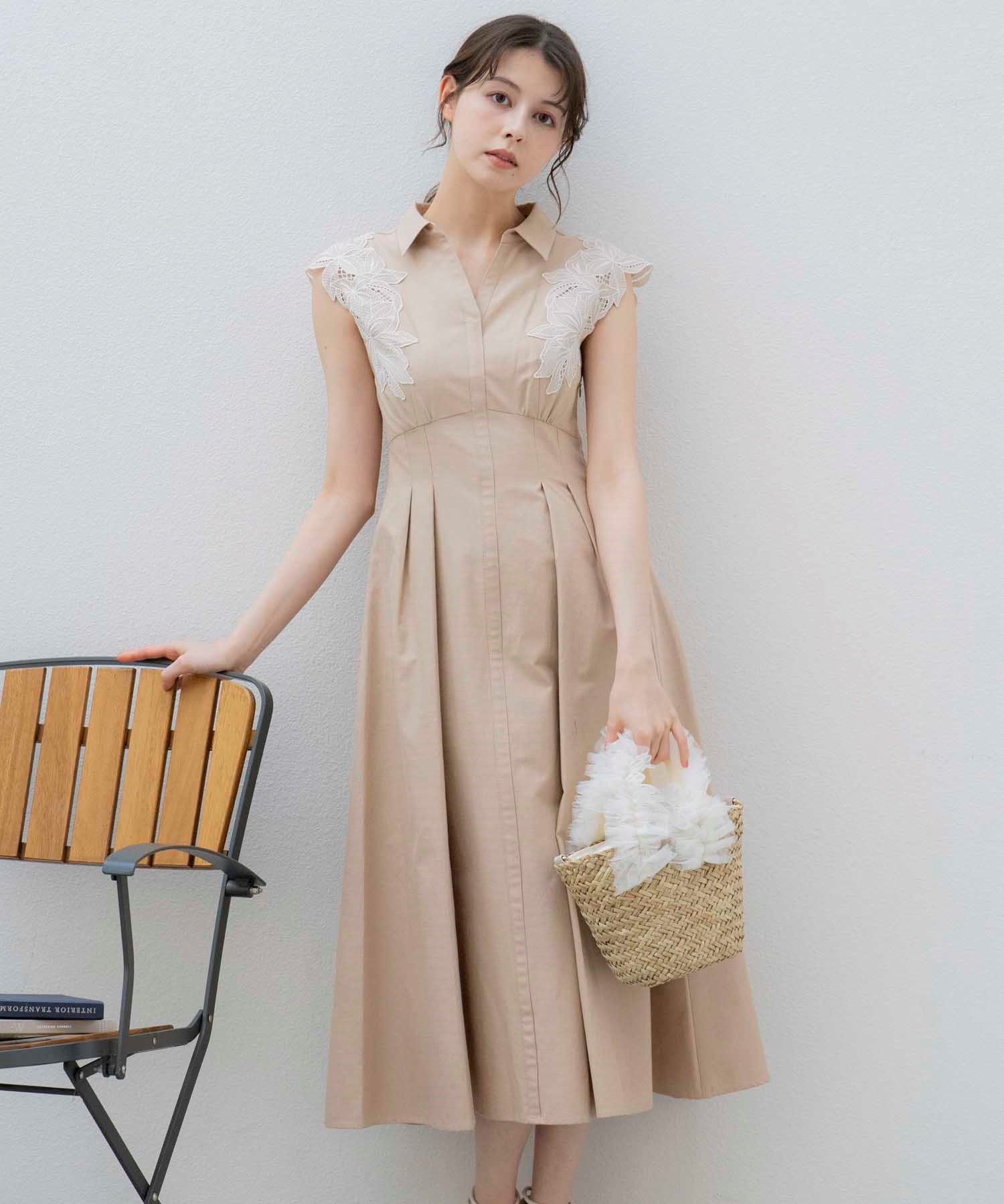 15周年】【SSサイズあり】エンブロイダリーストライプワンピ | ロング