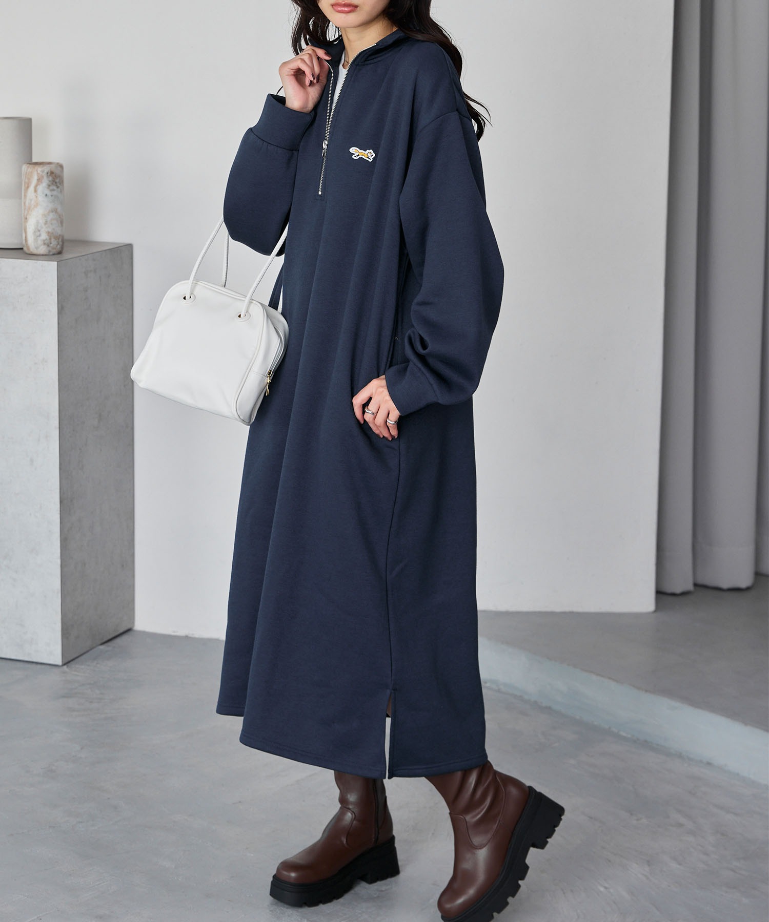 PENNEYS/ペニーズ 別注 THE FOX ロゴ ワンポイント刺繍 ハーフジップ裏