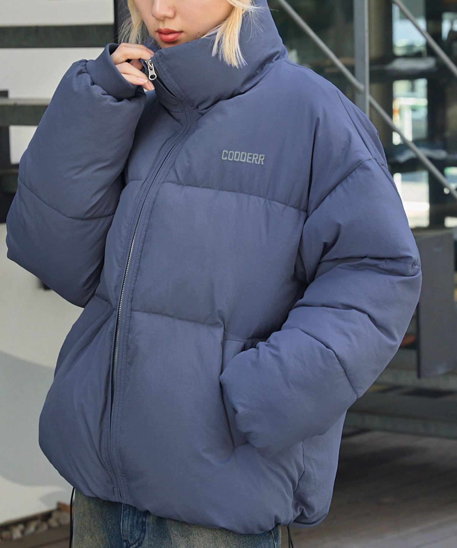 CODDERR】ボリュームハイネック撥水ナイロン中綿ジャケット MONO-MART