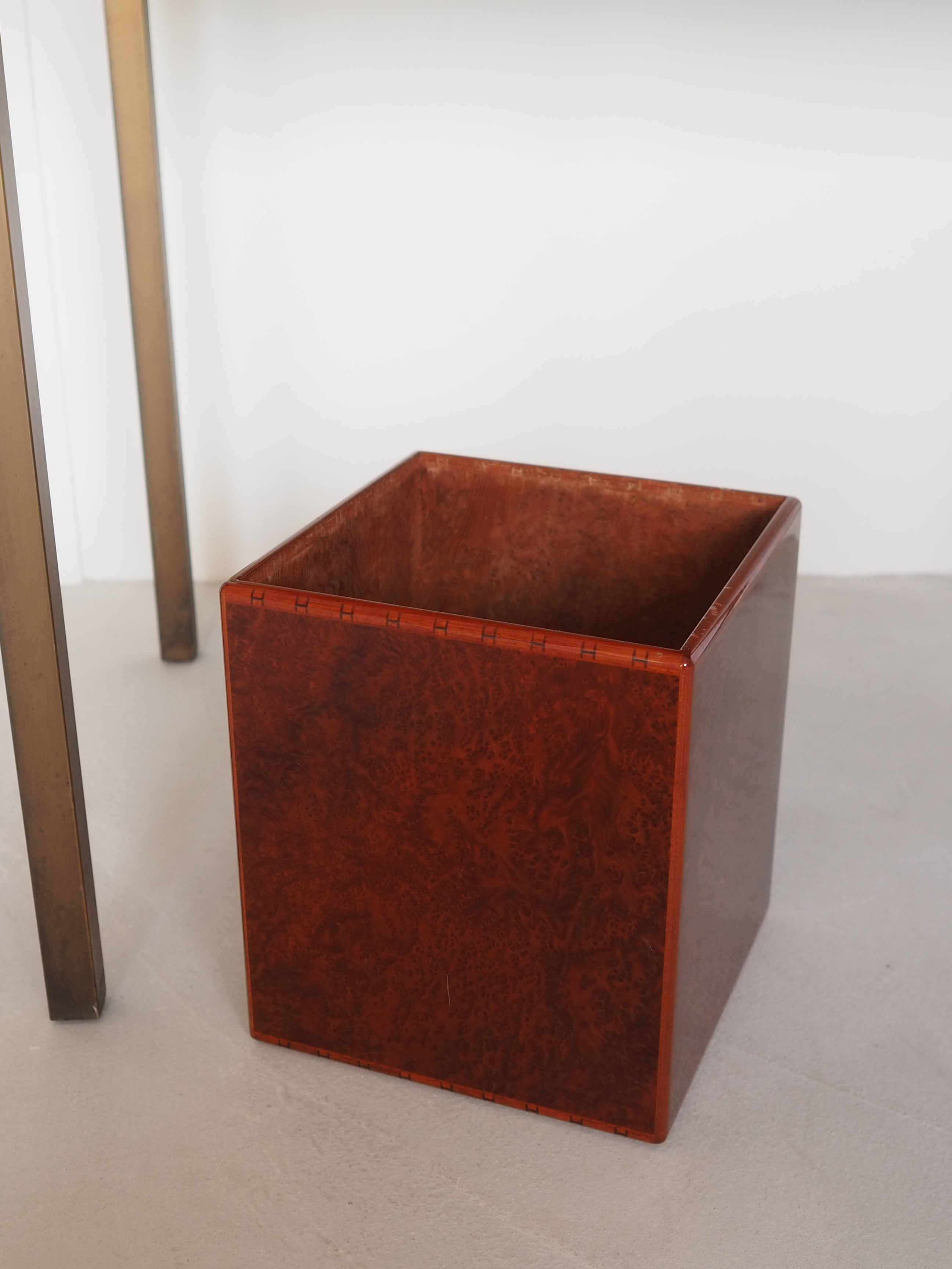 HERMES エルメス ウッド ダストボックス ゴミ箱 インテリア ブラウン