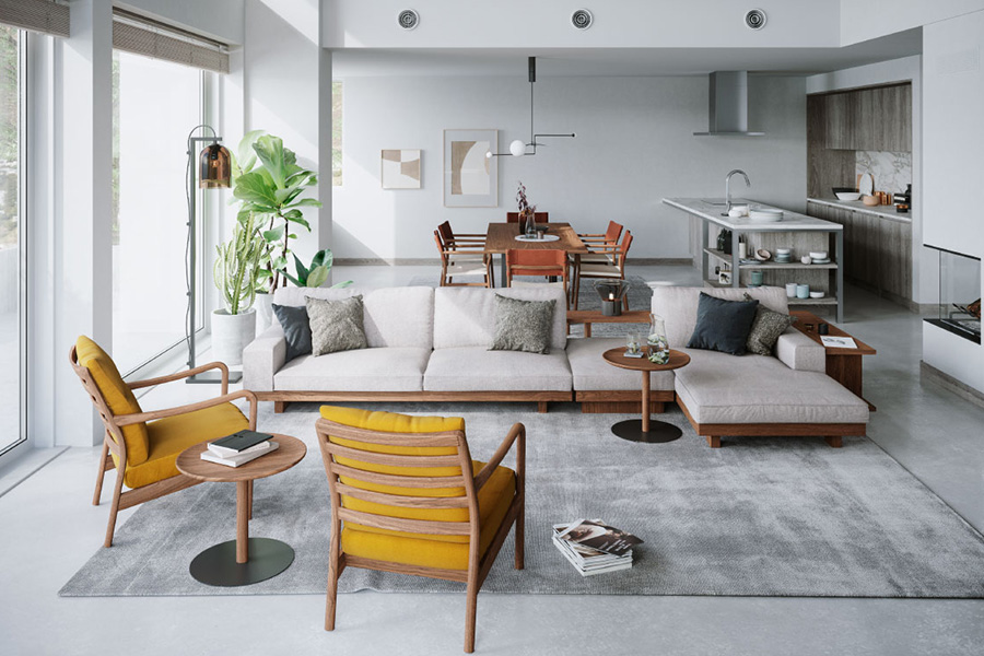 マスターウォール デニッシュソファ アームレスカウチ 90｜家具の通販