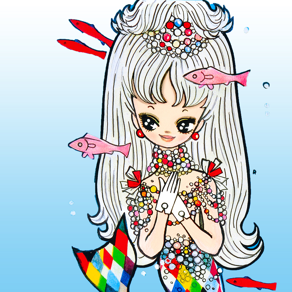 ルネの描いたイラスト「にんぎょ姫」🐳🦈🐬コロナ禍で海やプールも