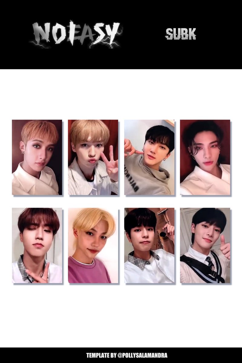 NOEASY ] Stray Kids photocard template • SUBK OT8: Bang Chan, Lee