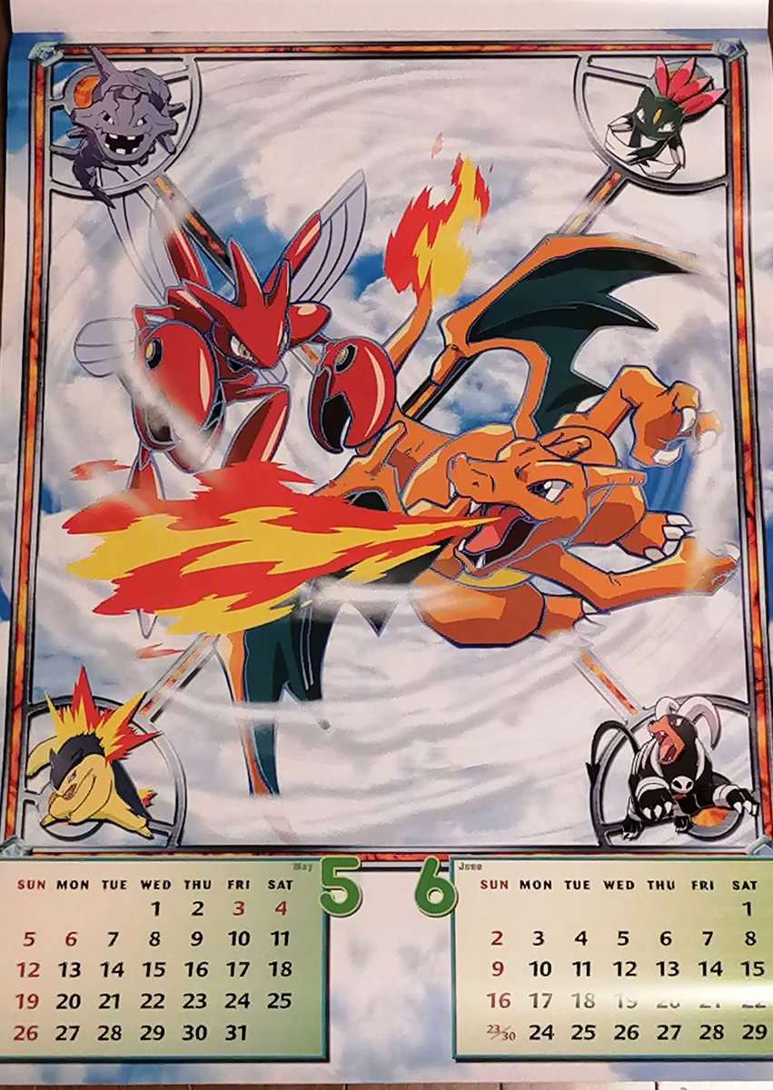 開封を迷っていた2002年のポケモンカレンダーです 5月6月の