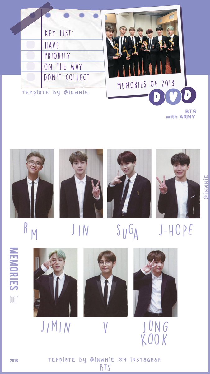 bts memories of 2018 photocard templates (: feel free to use or