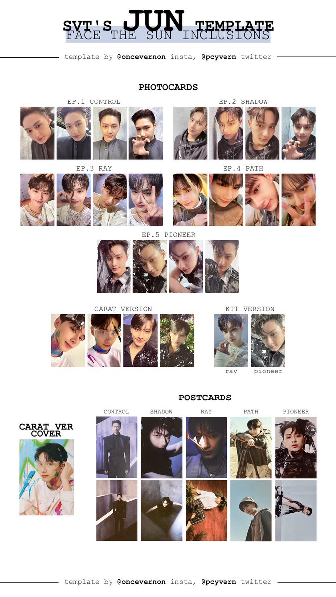 seventeen individual member templates for face the sun with all