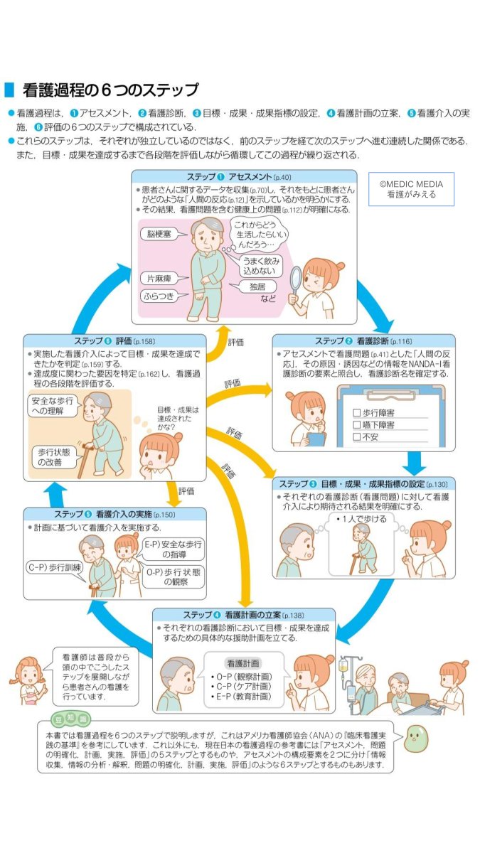 ⋱ 看護師国試まで残り96日！ ⋰ 看護過程の6つのステップ 言えるかな