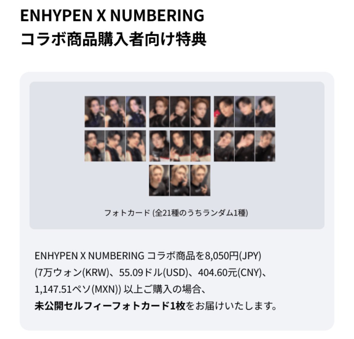 ENHYPEN 5th Anniversary ENHYPEN X NUMBERING 共同購入 送料割りたい