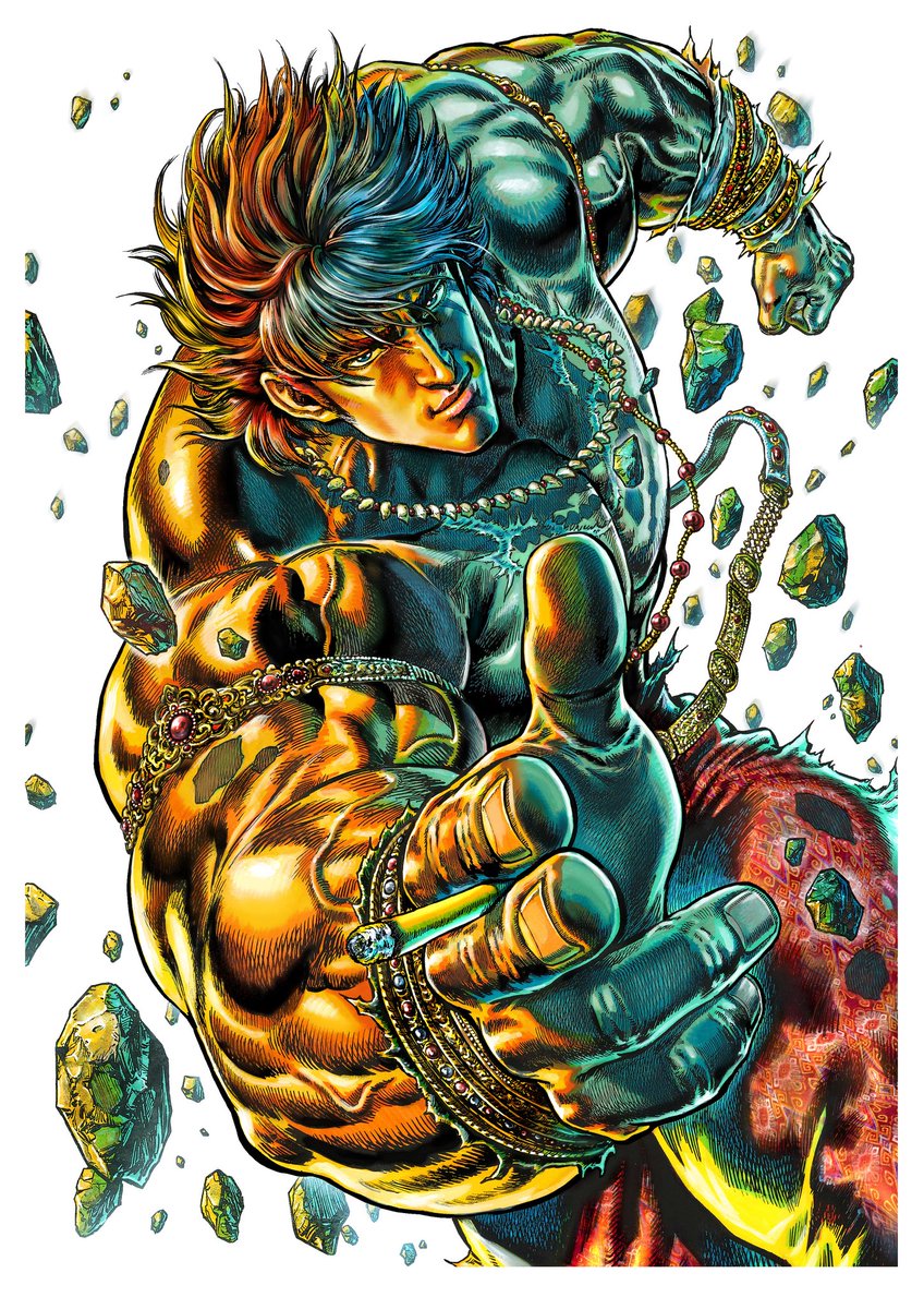 蒼天の拳リジェネシス5巻表紙カラー🎨 線画✒︎ ラフ✏️ ちなみに今月