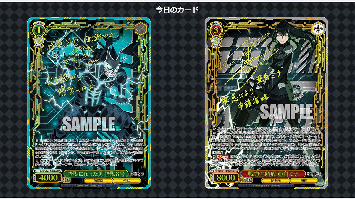 ヴァイスシュヴァルツ 怪獣になった男 怪獣8号 SEC サイン ヴァイス