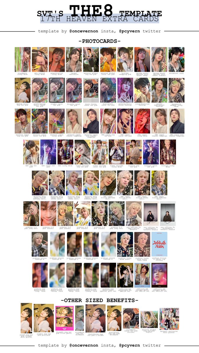 seventeen seventeenth heaven pob/fansign/lucky draw/extra cards