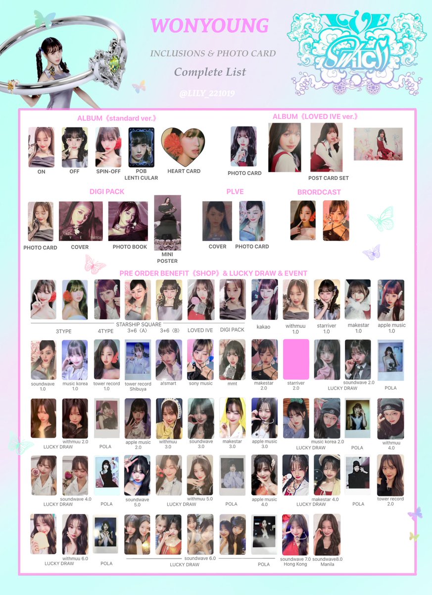 IVE SWITCH】 封入&特典 トレカ 一覧 🦋Complete List ver.➃ 📍追加