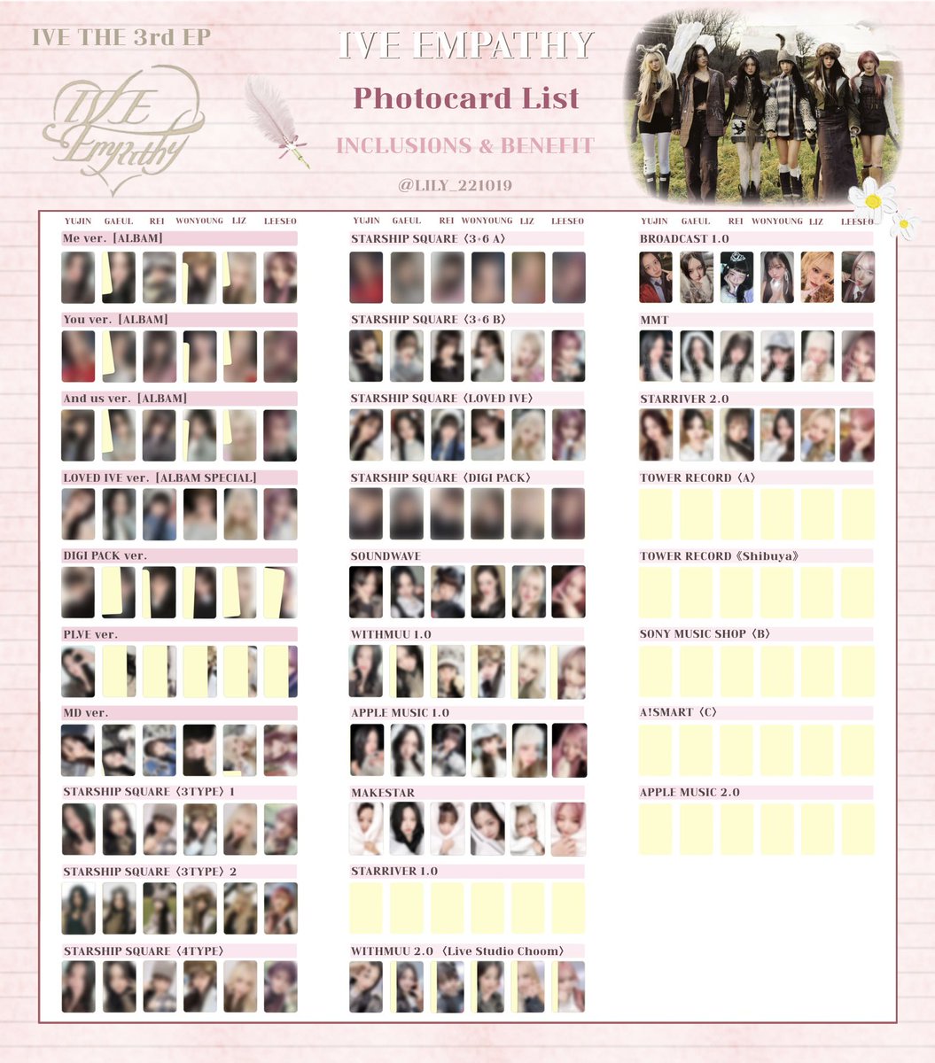 IVE EMPATHY】 封入&特典 全員 トレカ 一覧 💌Photocard List ver.3