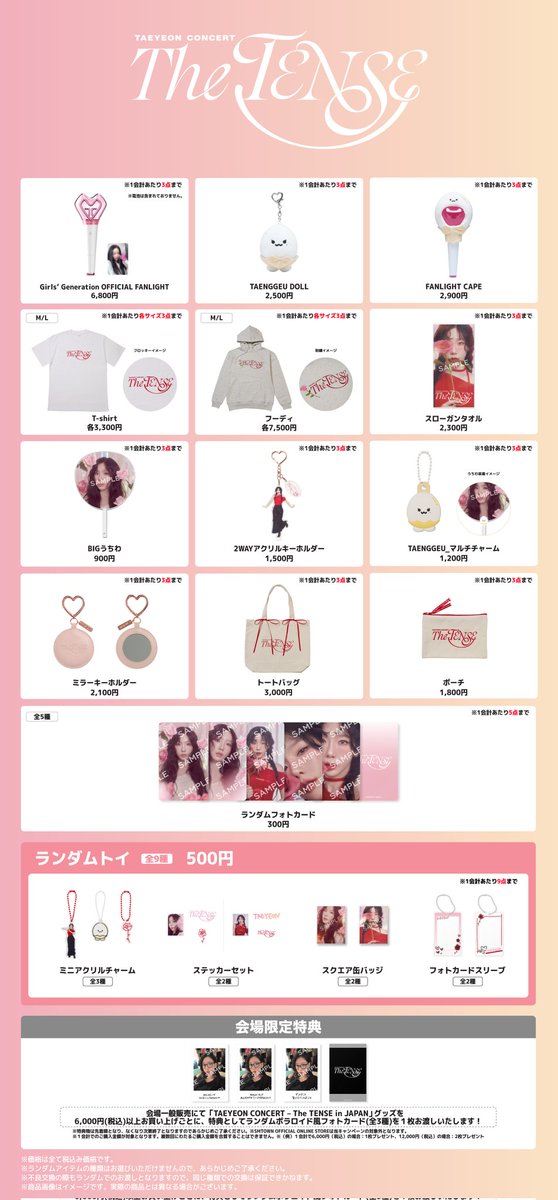 テヨンの日本公演「TAEYEON CONCERT – The TENSE in JAPAN」のグッズ