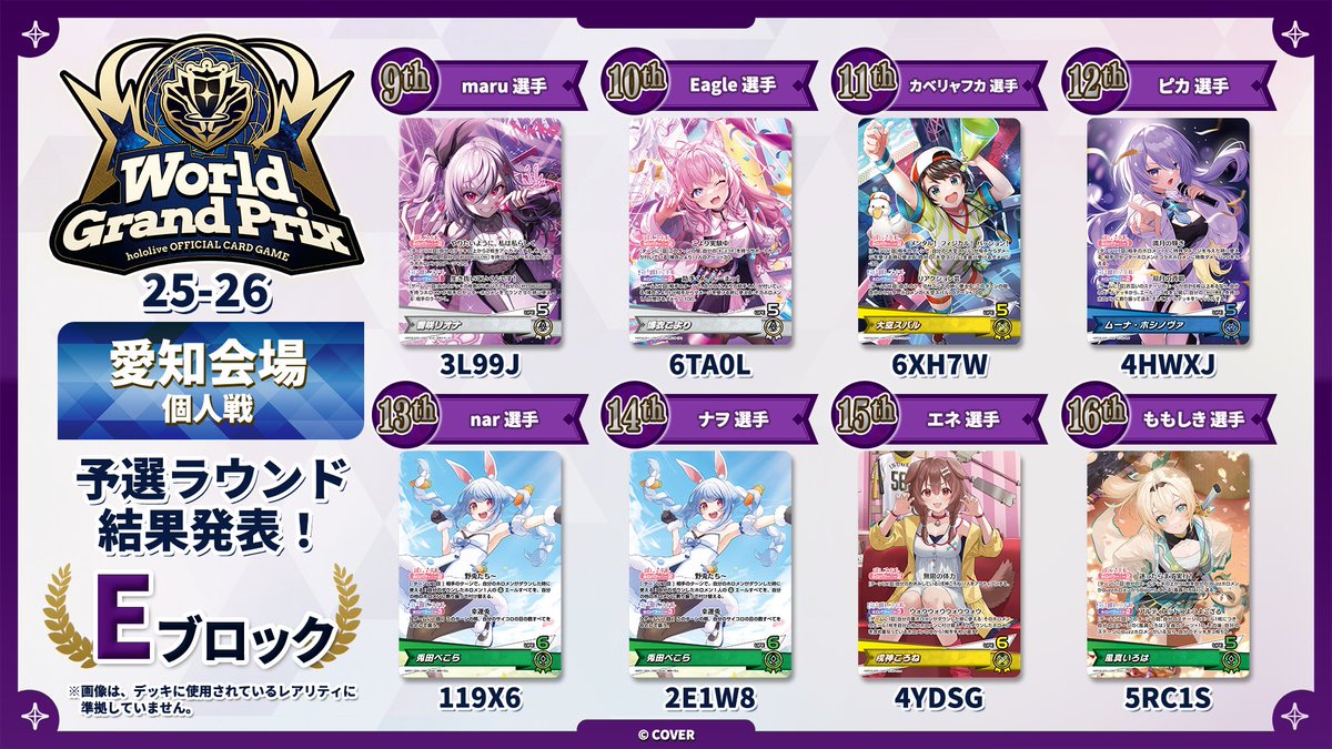 ホロカ WGP25-26 愛知】 🎉大会本戦 （個人戦）Eブロック 大会結果速報