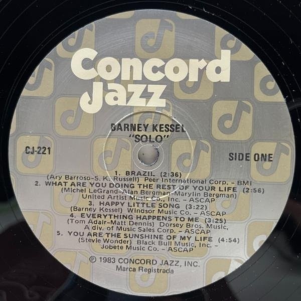 プロモ 極美盤!! USオリジナル BARNEY KESSEL Solo ('83 Concord CJ