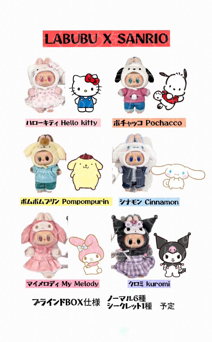 ❤️ Labubu X Sanrio POPMART❤️ 🆕3月発売予定🆕 画像をお借りして