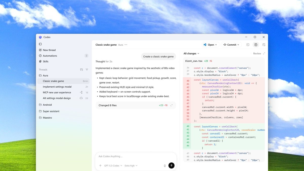 速報】OpenAI、CodexアプリのWindows版を公開！！ 特徴 ・Windows