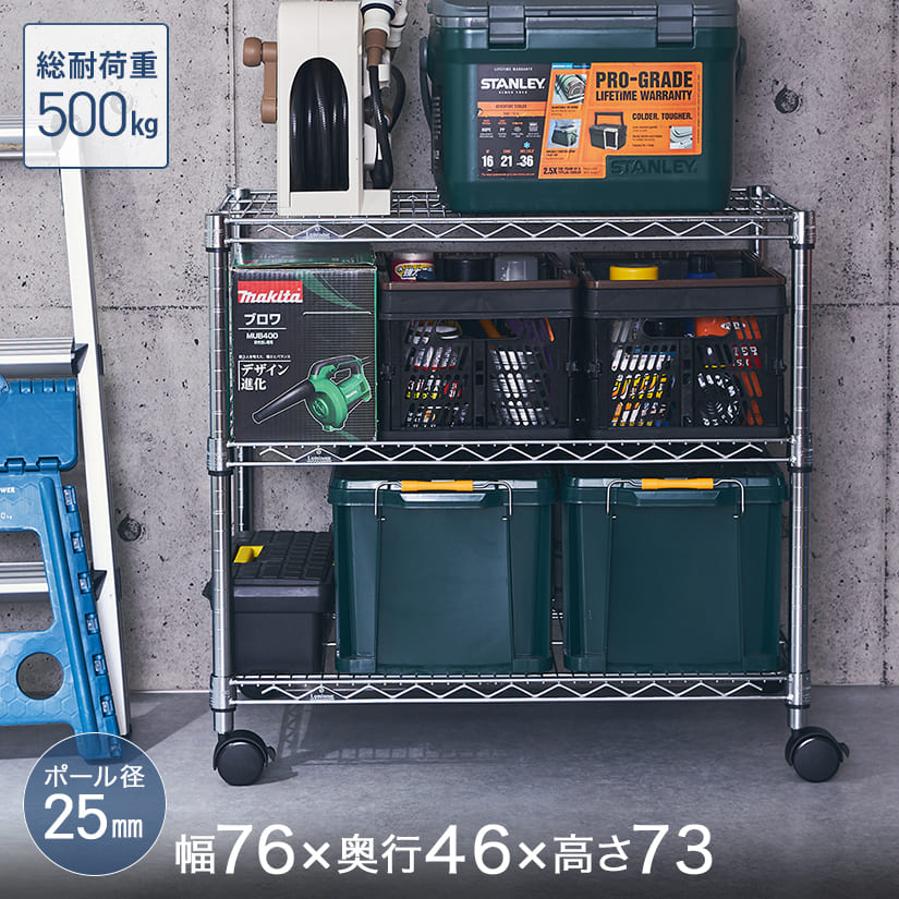 ルミナスレギュラーのスチールラック 3段 幅75 奥行45 高さ75