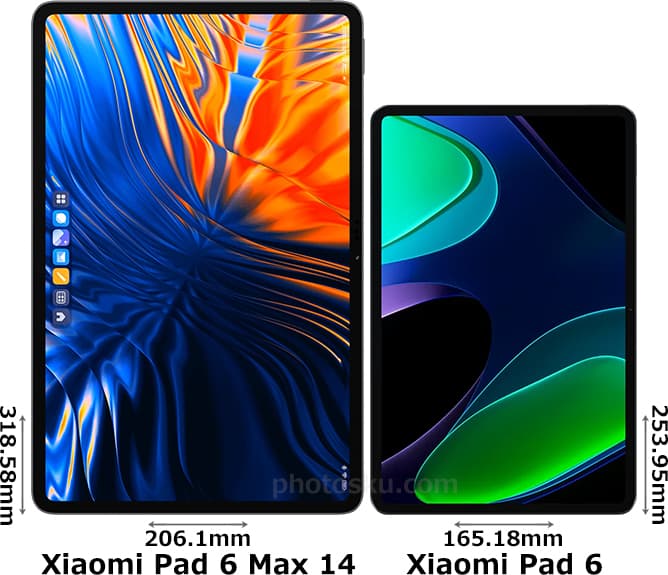 Xiaomi Pad 6 Max 14」と「Xiaomi Pad 6」の違い - フォトスク