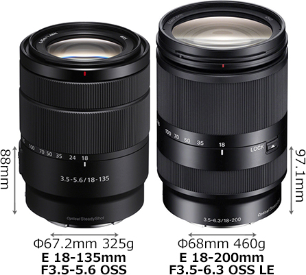 ソニー「E 18-135mm F3.5-5.6 OSS」と「E 18-200mm F3.5-6.3 OSS LE