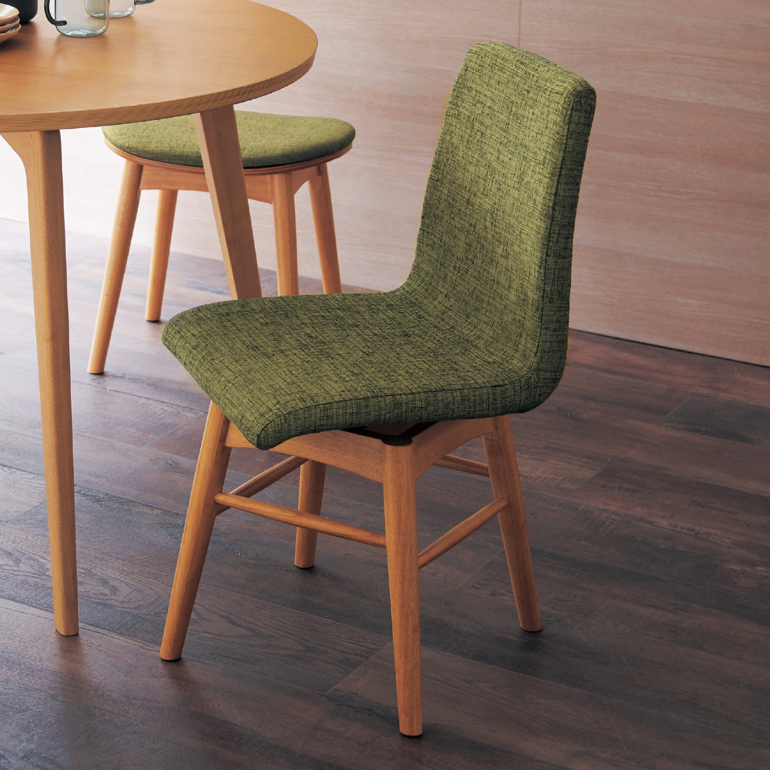 ファブリック座面の回転式ダイニングチェア（ダイニングチェア