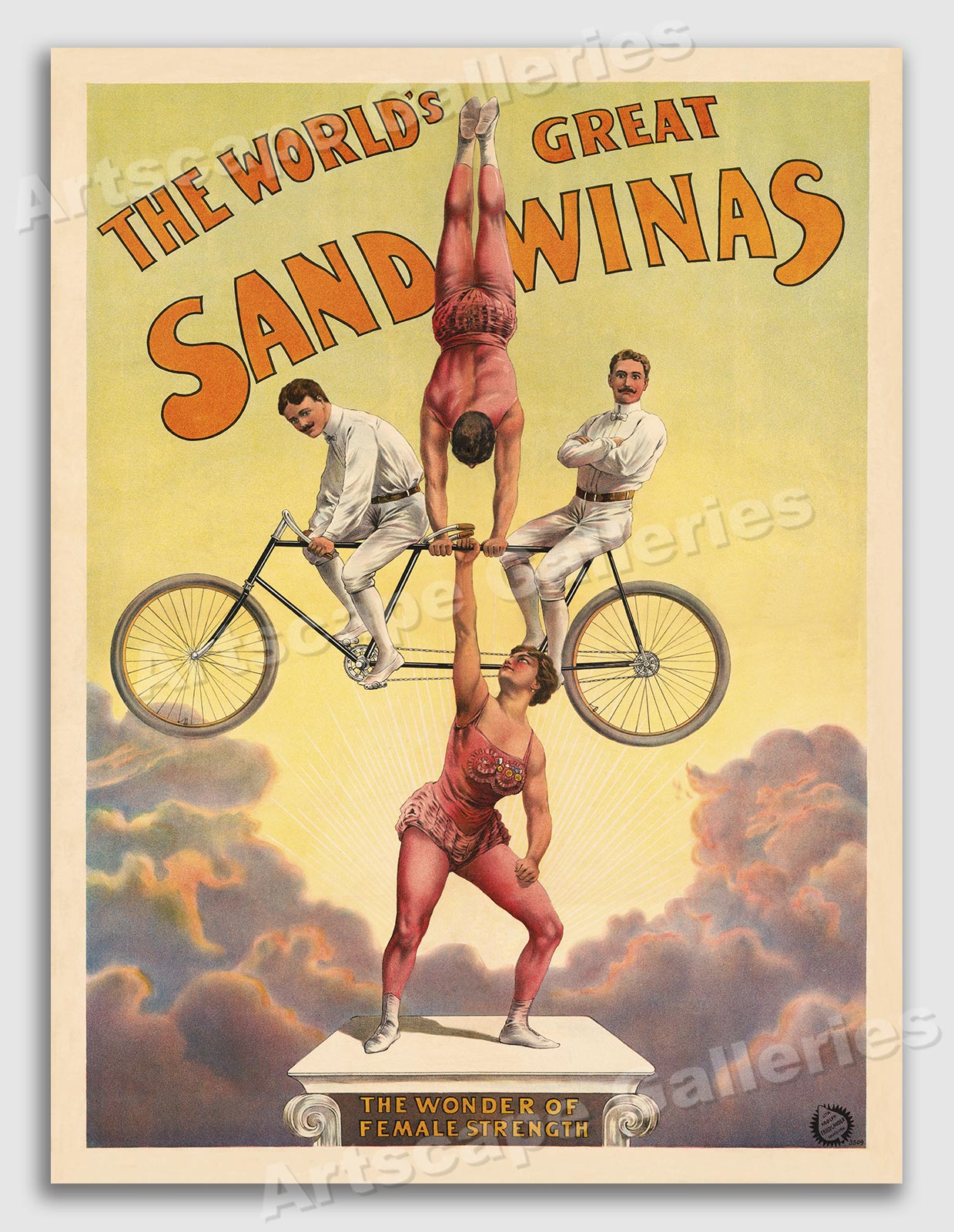 1905 Vintage Victorian Circus Poster - The Great Sandwinas