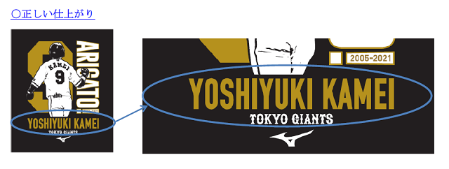 亀井善行選手引退記念「ARIGATO！KAMEI ミズノTシャツ」の不具合