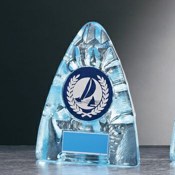 水のようなきれいなブルーガラス楯クリスタル表彰楯JW-RS-6092｜ジョイタス