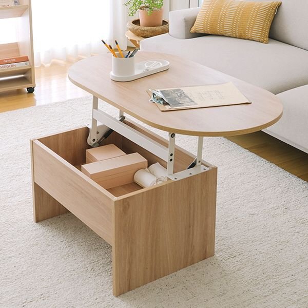 monofolio ヘイ 楕円形 リフトアップ ローテーブル［2色］ ホワイト