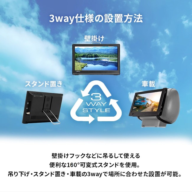 軽量・コンパクトで持ち運びも楽々「OVER TIME®10.1インチ録画機能付き