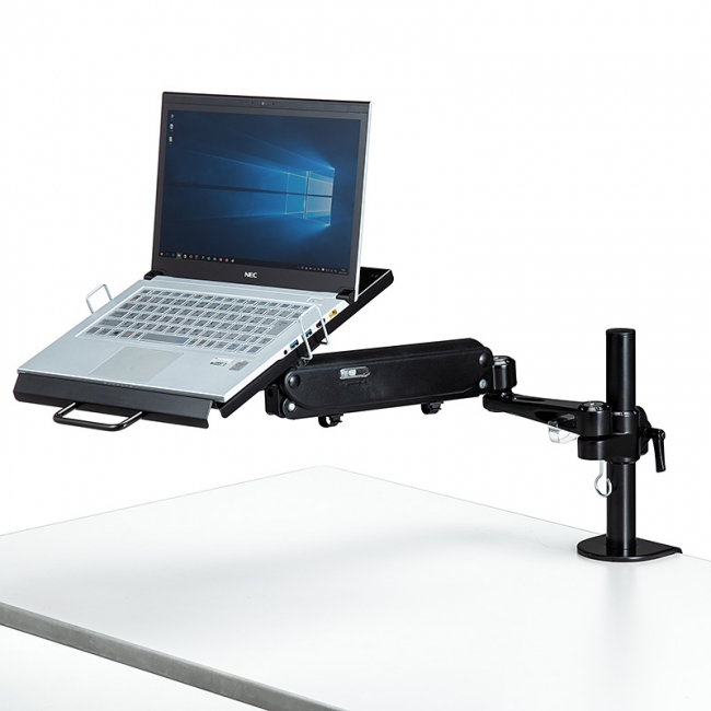 ガス圧式昇降だから軽い力でスムーズに動くノートパソコン用アームを12